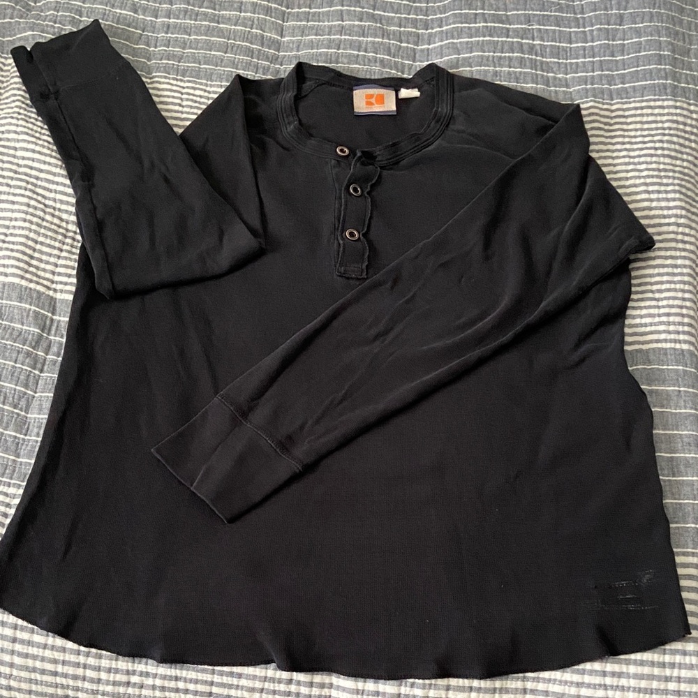 BOSS ORANGE Black Long Sleeve Henley